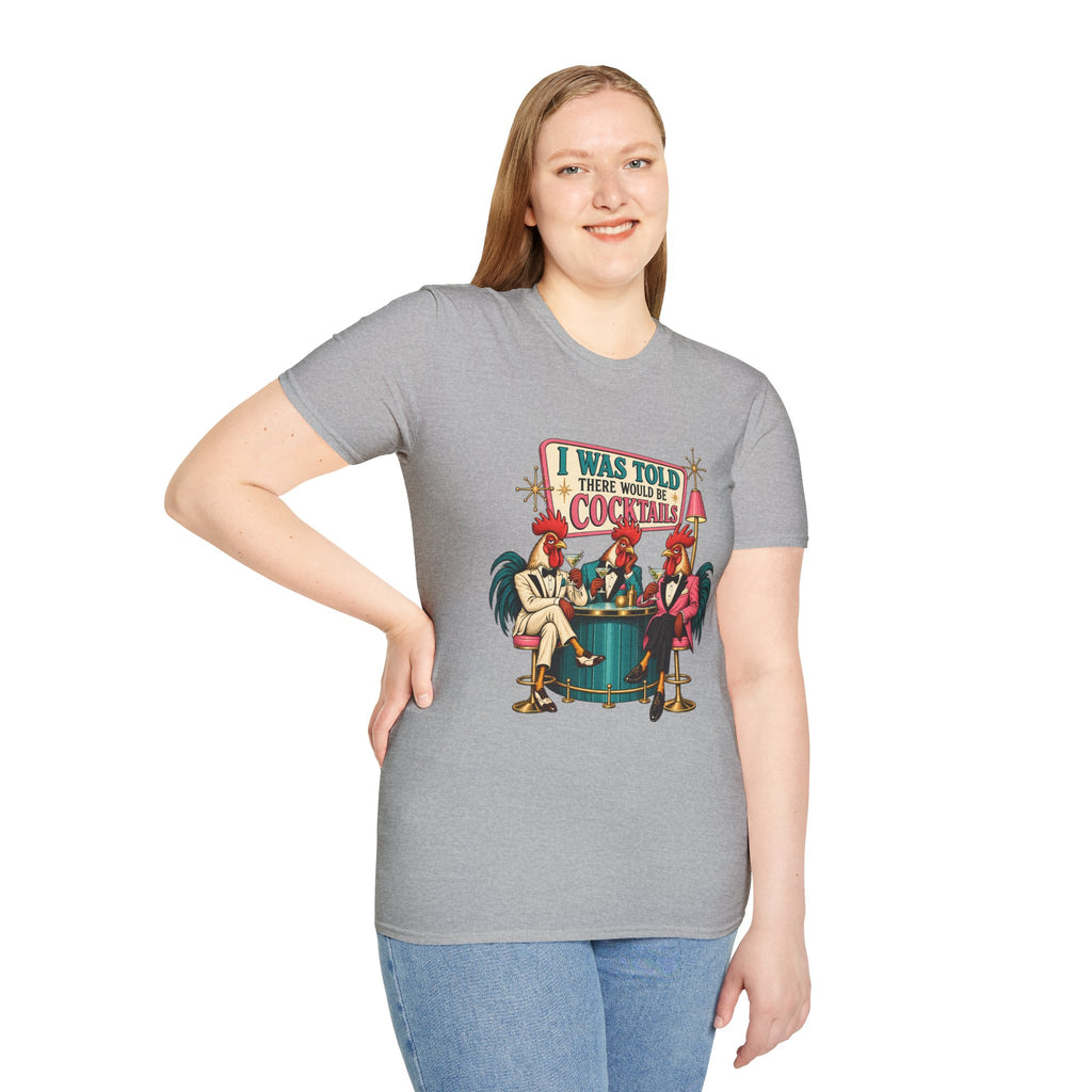 I Was Told There Would Be Cocktails T-Shirt | Retro Flamingo Bar Cocktail Tee