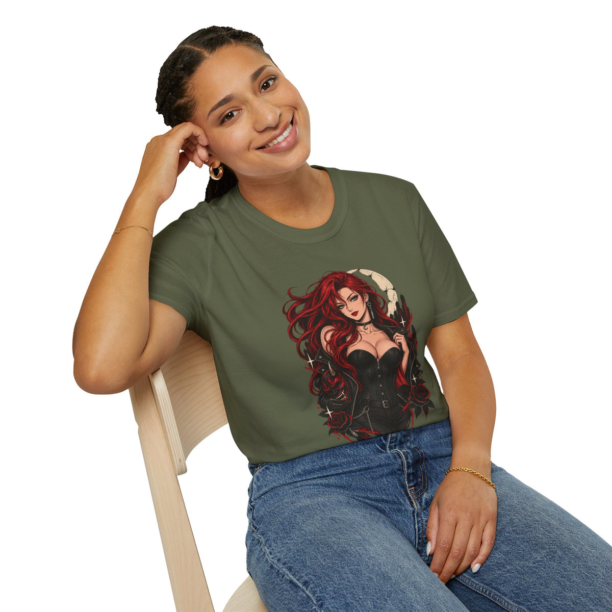 Crimson Dusk | Sexy Gothic Hannya Mask Pin up Woman T-Shirt