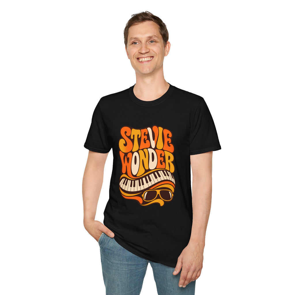 Stevie Wonder Piano Psychedelic Retro Band T-Shirt