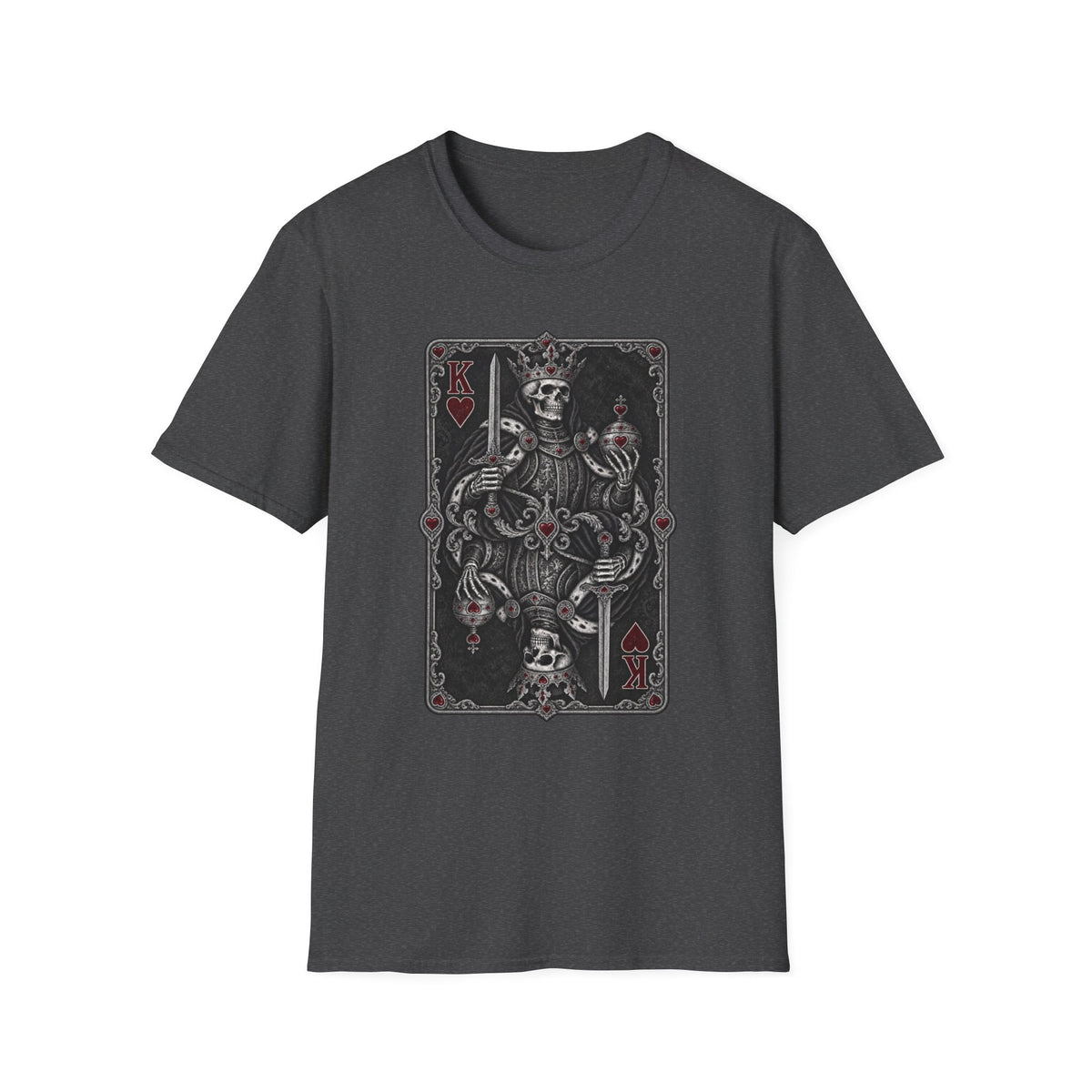 King of Hearts | Playing Card | Grey Scale T-Shirt