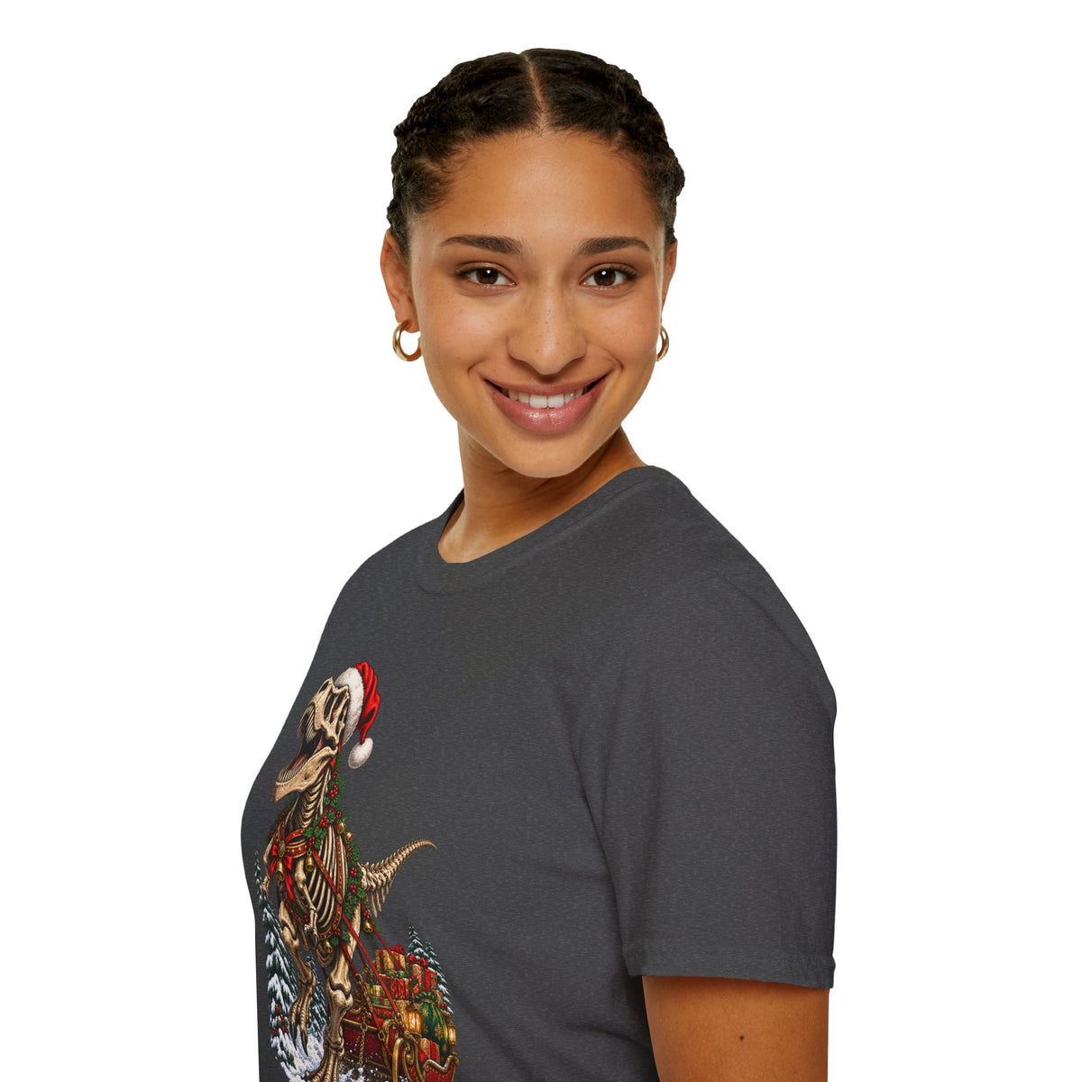 T-Rex Sleigh | Dinosaur Fossil Christmas T‑Shirt
