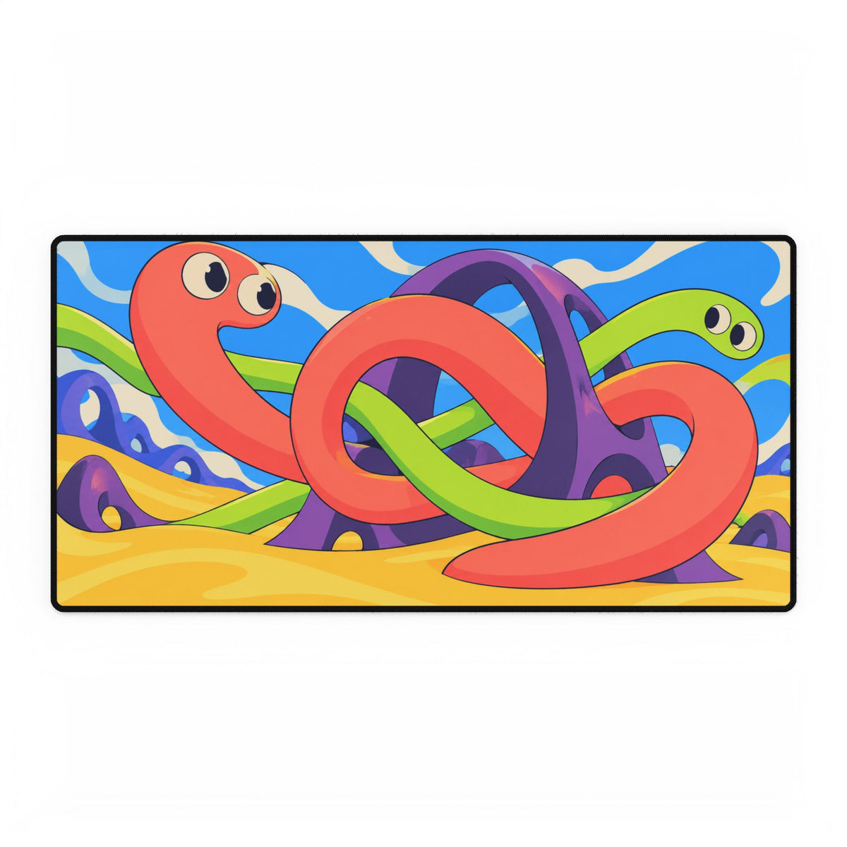 Playful Colourful Snake Art Desk Mat | Cute Abstract Gaming Mousepad