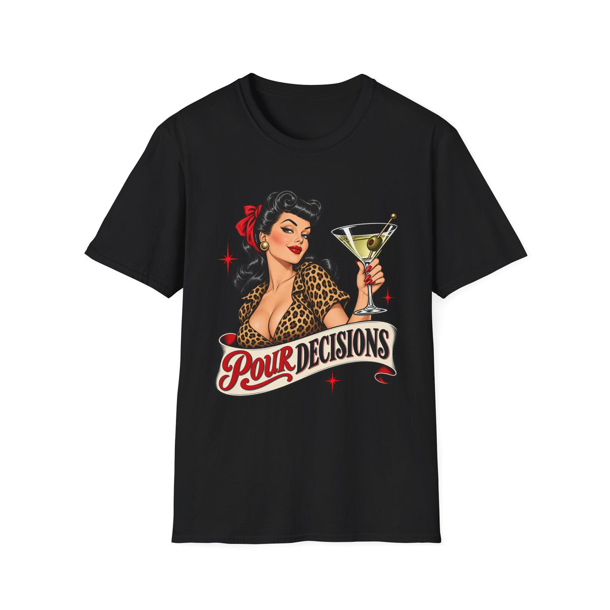 Pour Decisions | Vintage Pin-Up | Retro Cocktail Graphic Tee