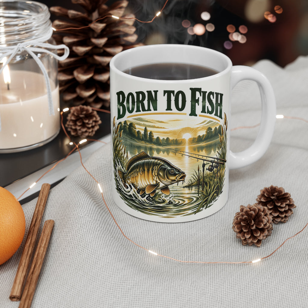 Born To Fish | Funny Fishing Coffee Mug Gift (11oz)