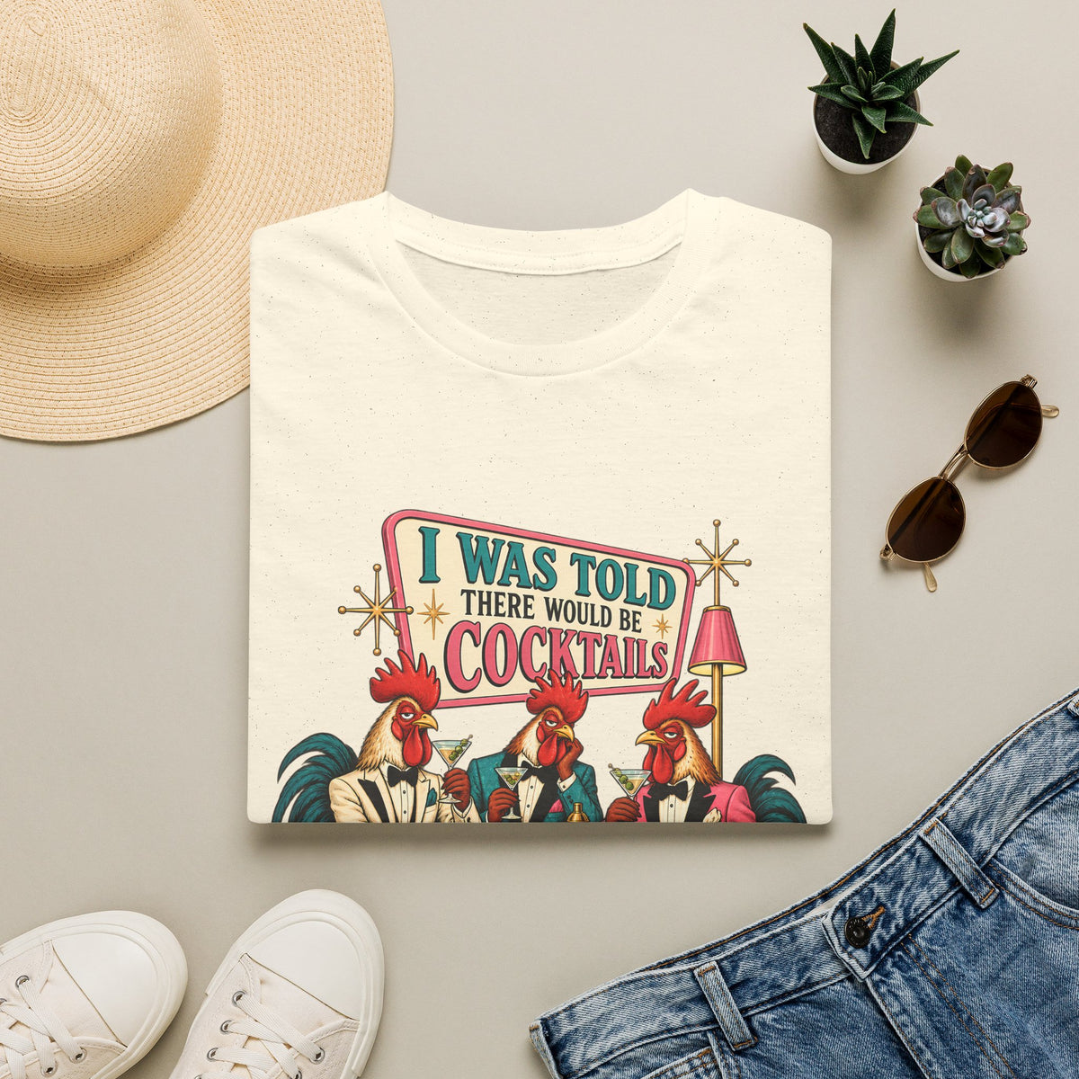I Was Told There Would Be Cocktails T-Shirt | Retro Flamingo Bar Cocktail Tee