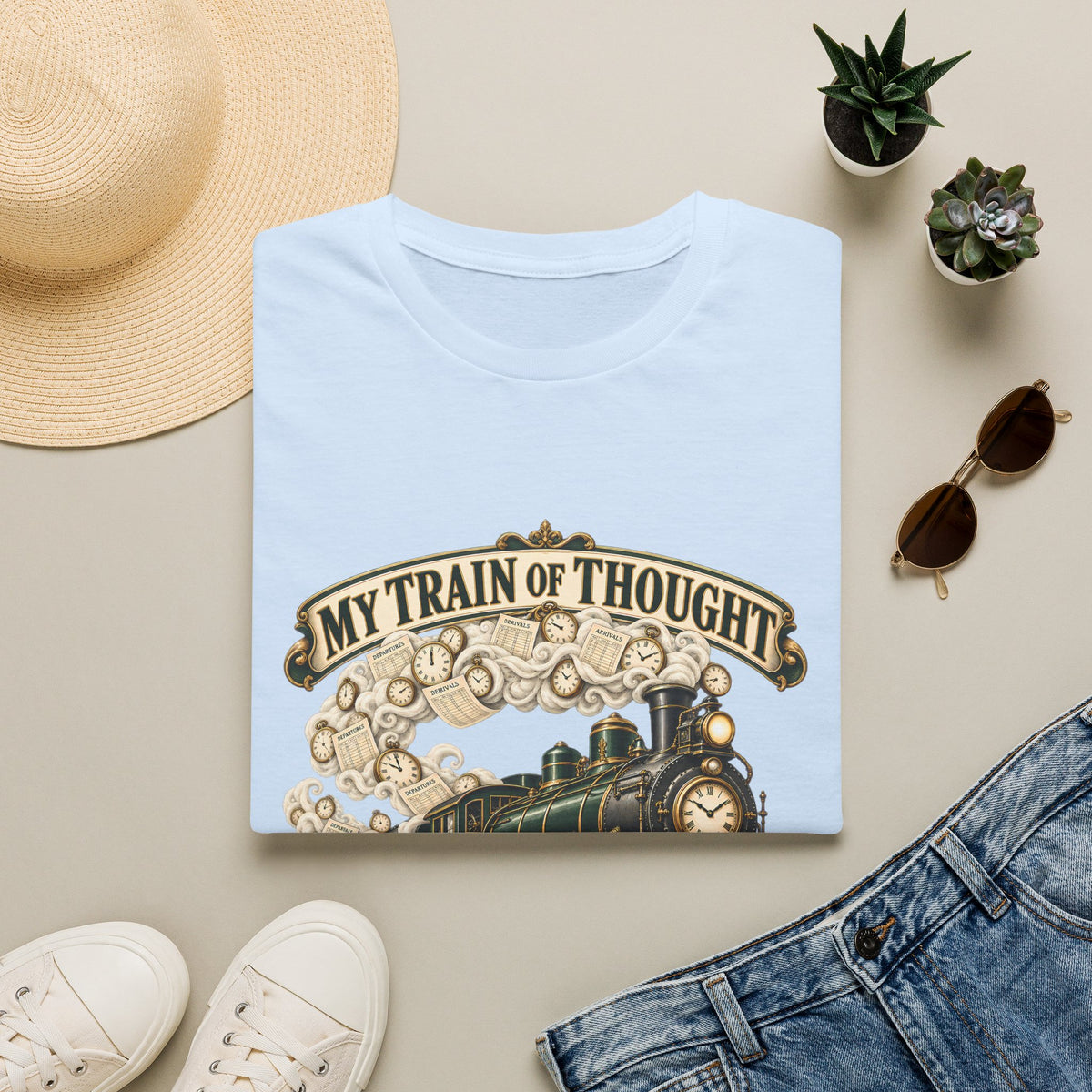 Train of Thought Vintage Steam Engine T-Shirt | My Train of Thought Has a Full Working Timetable