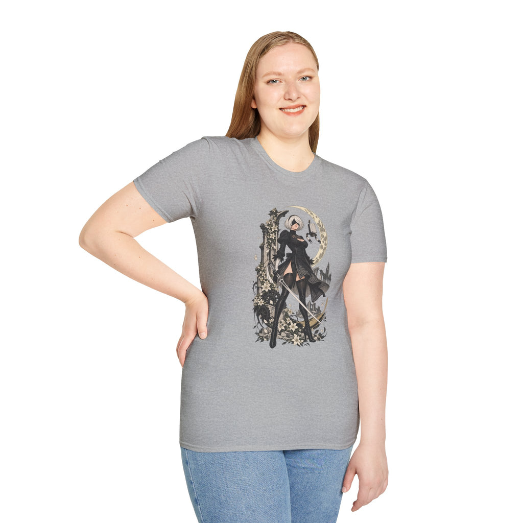 2B | Nie: Automata | Anime Gothic Warrior Moonlight Pin Up T-Shirt