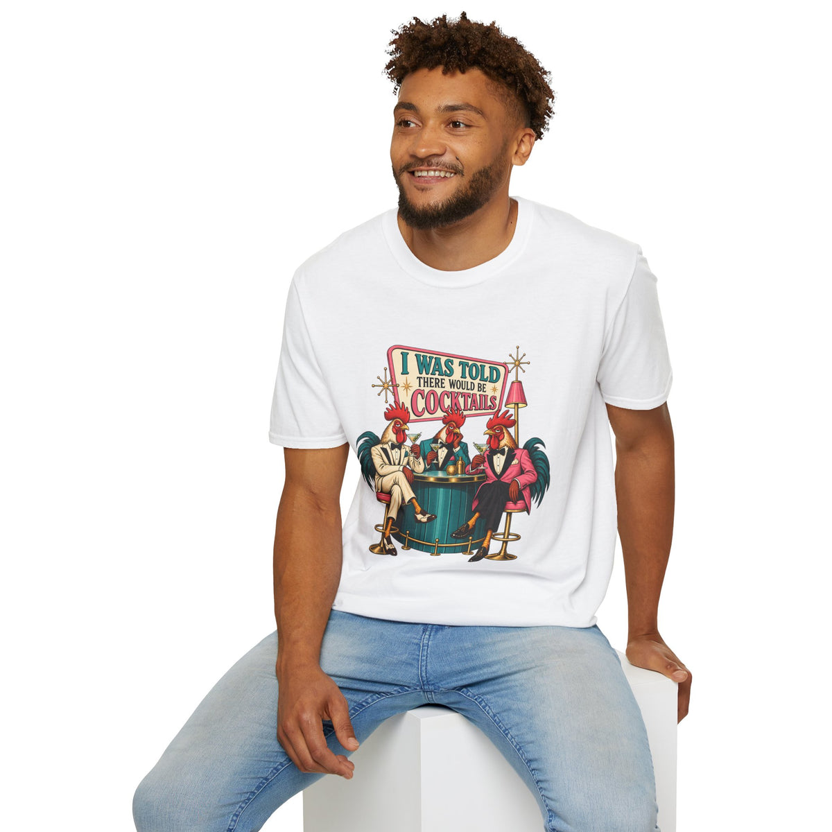 I Was Told There Would Be Cocktails T-Shirt | Retro Flamingo Bar Cocktail Tee