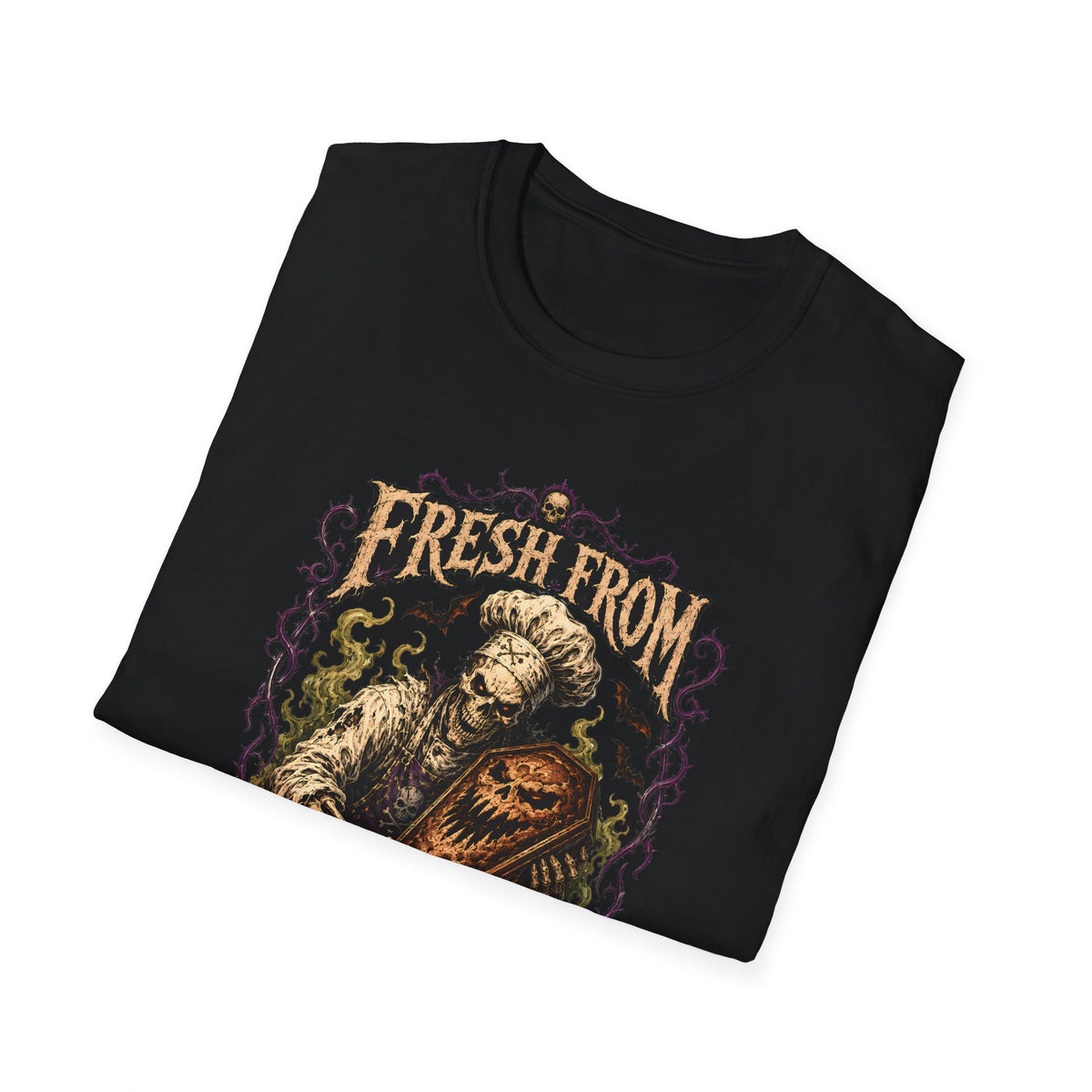 Fresh From The Crypt Halloween Baking Tee - Retro Horror Skeleton T-Shirt
