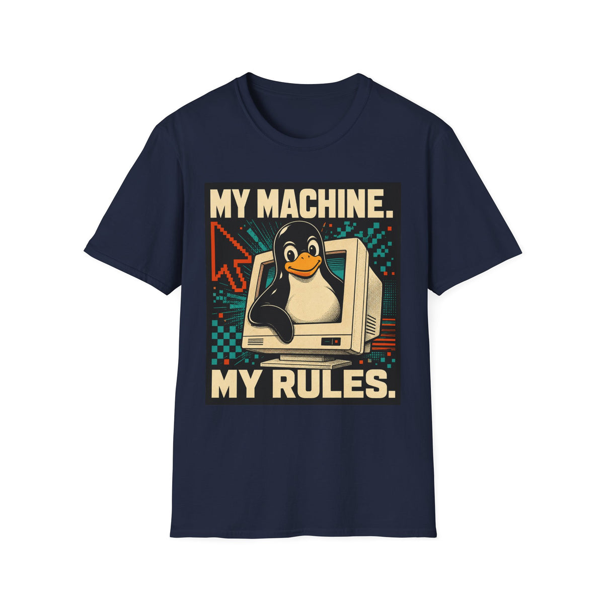Retro Tux Penguin Tee — "My Machine, My Rules" Vintage Computer T-Shirt