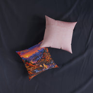 Autumn Village Pixel Art Landscape Cushion | Decorative Sofa Pillow