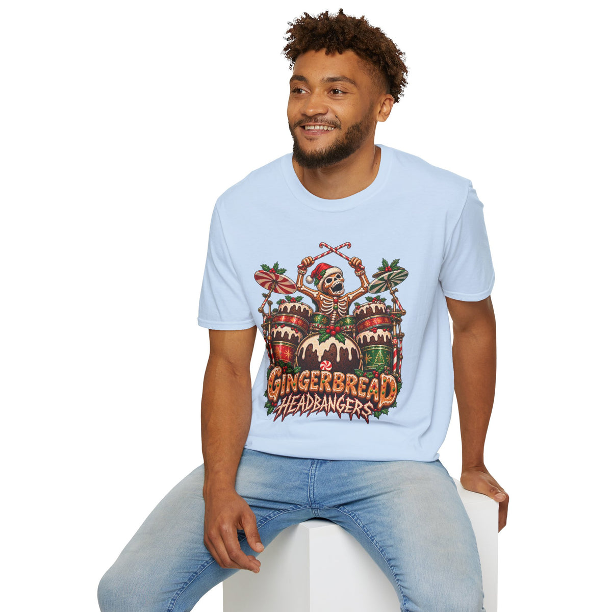 Gingerbread Headbangers | Drummer Christmas T-Shirt
