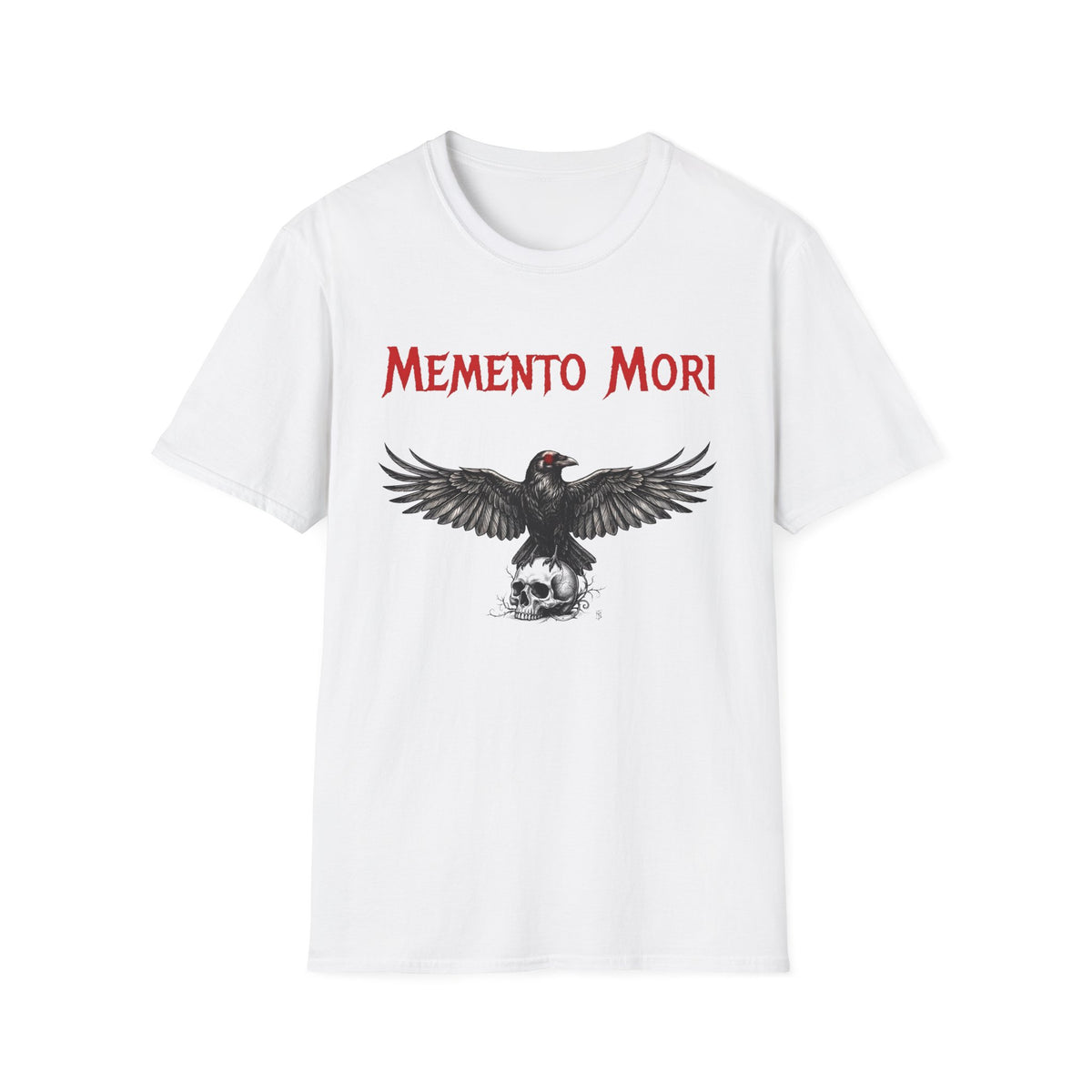 Momento Mori - Gothic / Dark Fantasy Crow T-Shirt, product image showing the front design.