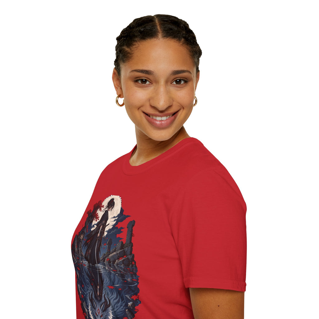 Reflection of a Monster | Moonlit Wolf Spirit T-Shirt | Samurai Silhouette Graphic Tee
