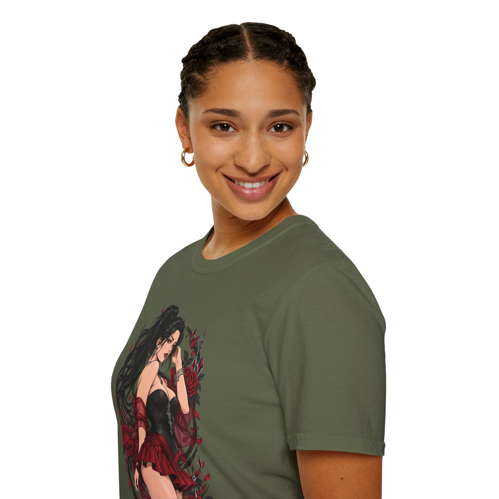 The Seducer | Sexy Black Haired Pony Tail Pin Up Girl Graphic Shirt