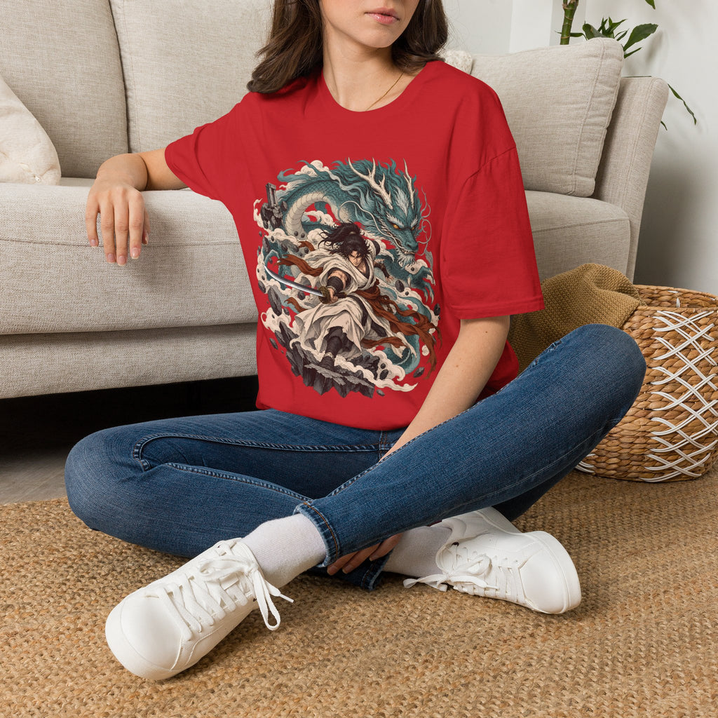 Mythic Dragon Warrior | Japanese Samurai and Serpent T Shirt