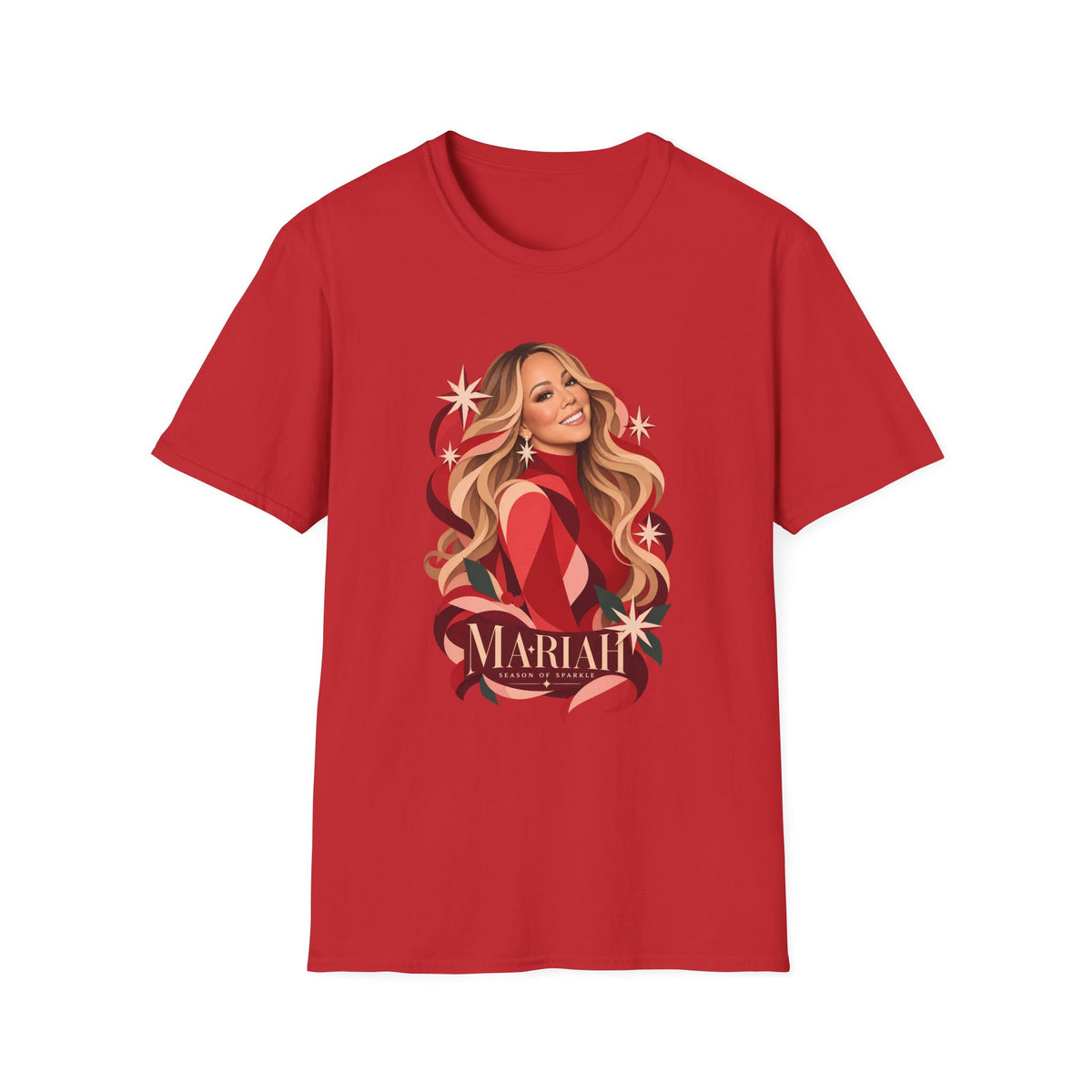 Mariah Carey | Holiday Diva Graphic Tee | Retro Red Star Portrait