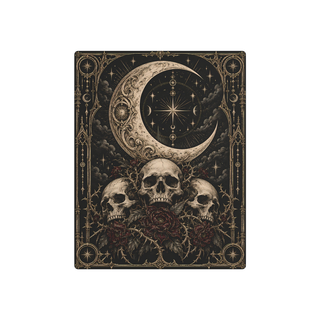 Metal Art Sign | Gothic Moon & Skulls | Occult Wall Art