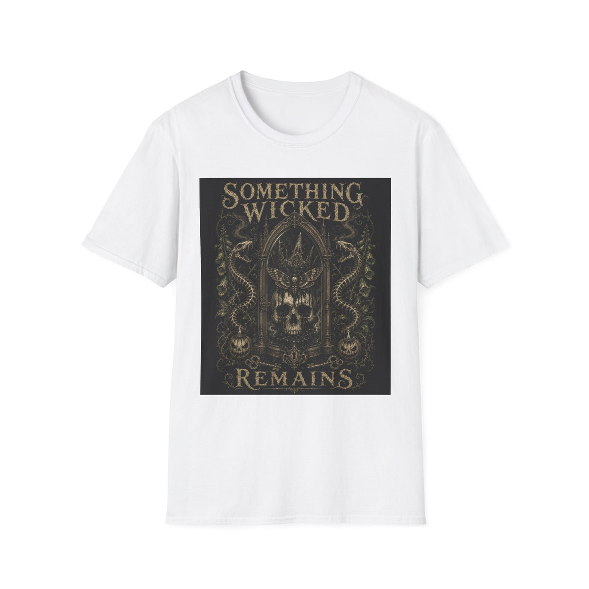 T-Shirt — "Something Wicked Remains" Gothic Skull Vintage Graphic