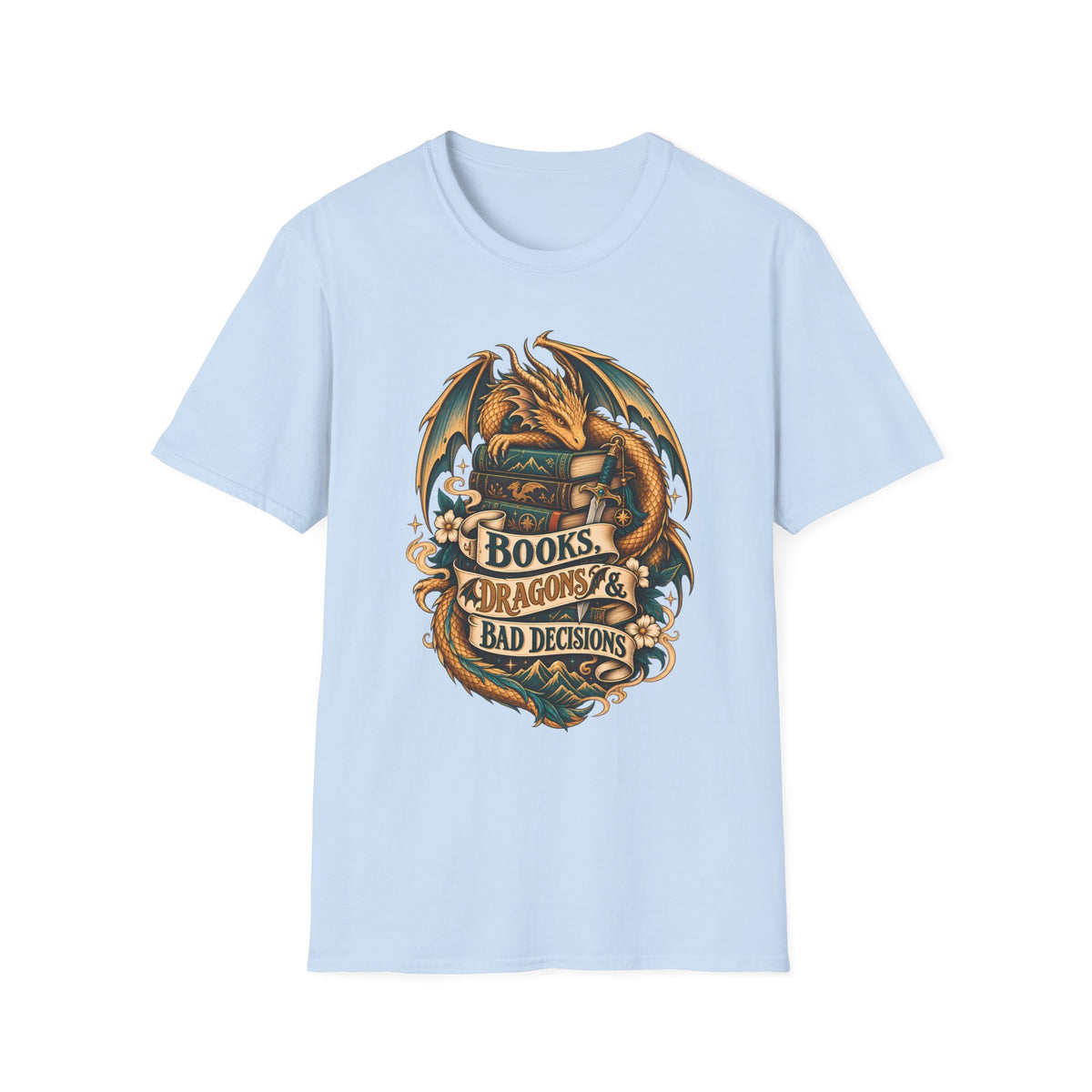 Books, Dragons & Bad Decisions | Fourth Wing Inspired Fantasy Reader T-Shirt