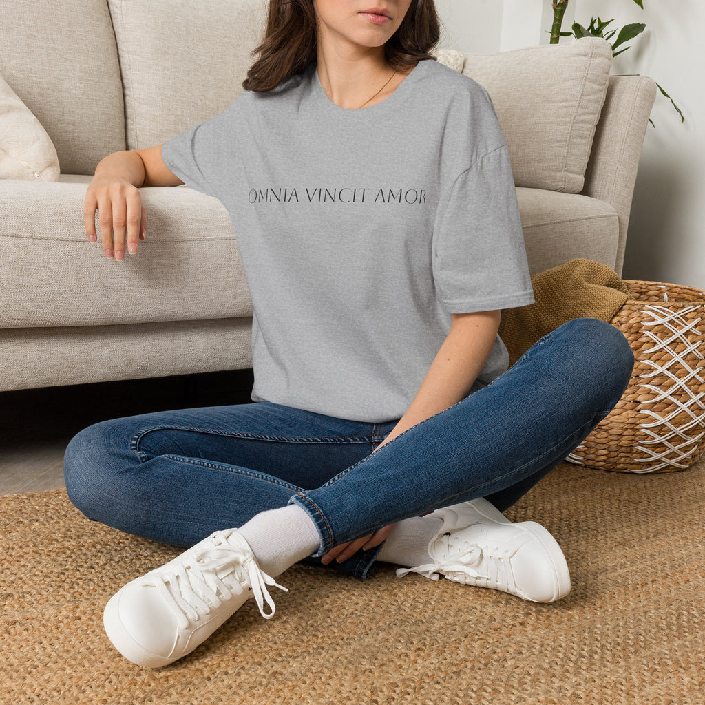 Omnia Vincit Amor T-Shirt — Minimal Latin Love Quote Tee