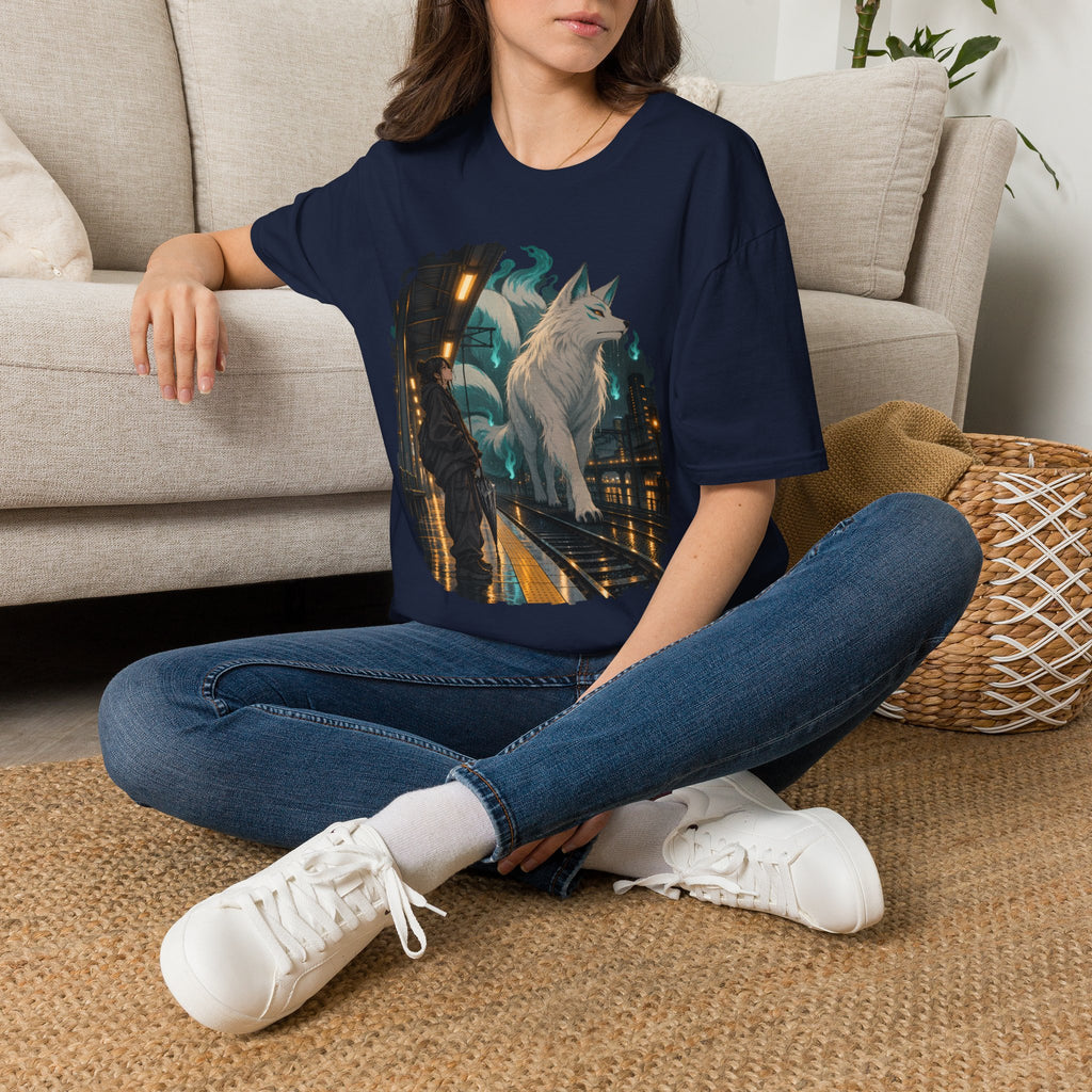 Wolf in the Rain | Last Train Home T-Shirt | Urban Nightscape Graphic Tee