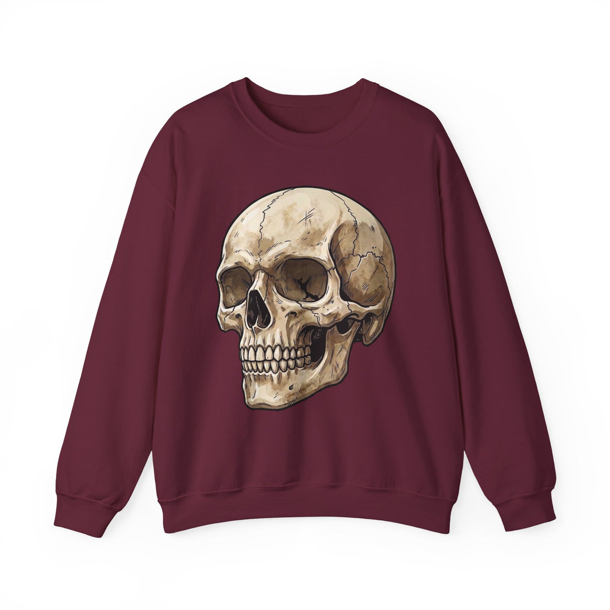 Skull Art Crewneck Sweatshirt — Vintage Anatomical Skull Graphic