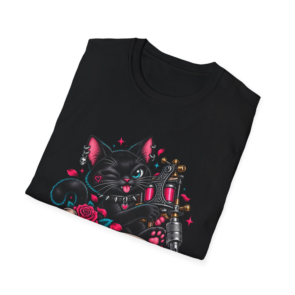 Less Overthinking More Ink Funny Tattoo Cat T-Shirt Design