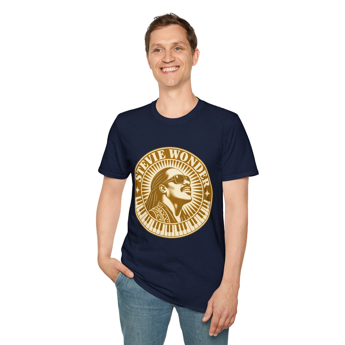Stevie Wonder Graphic T-Shirt - Vintage Gold Portrait Tee