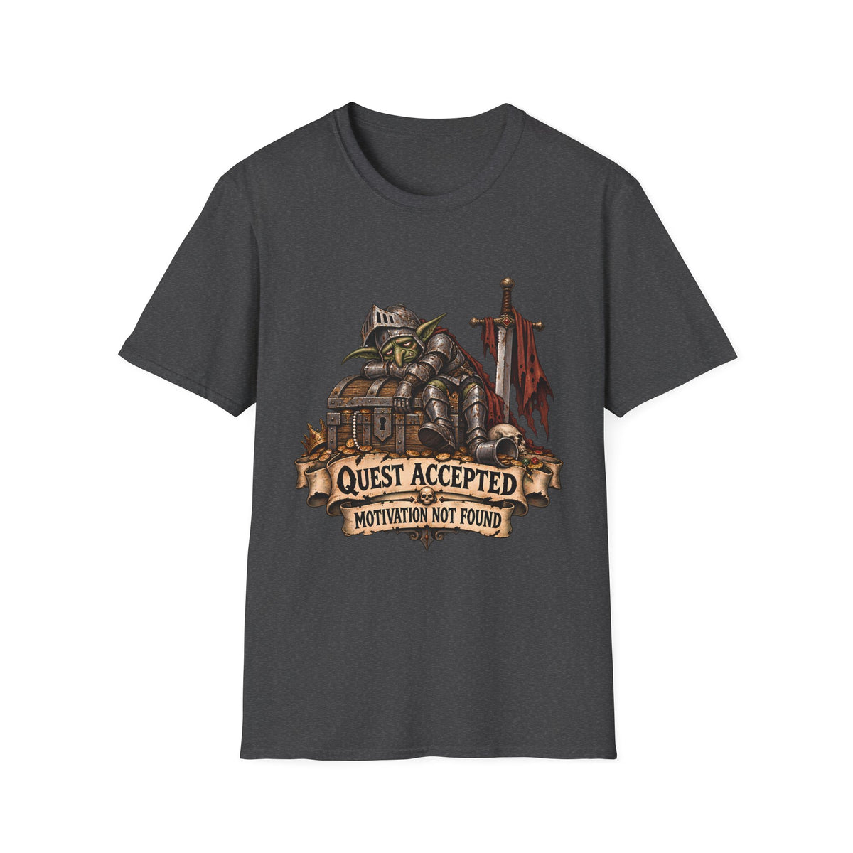 Quest Accepted T‑Shirt | Fantasy Gamer Tee (Motivation Not Found)