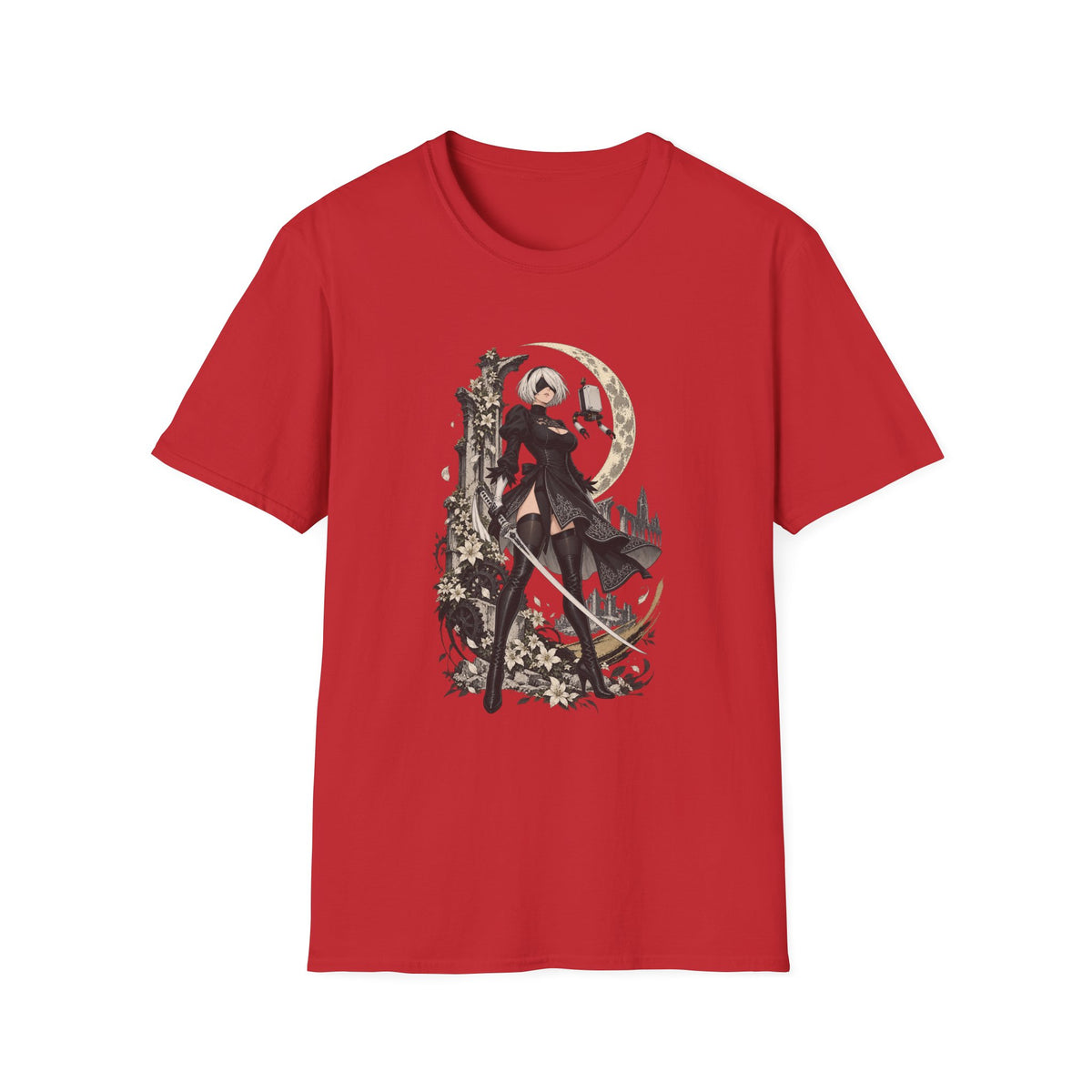 2B | Nie: Automata | Anime Gothic Warrior Moonlight Pin Up T-Shirt