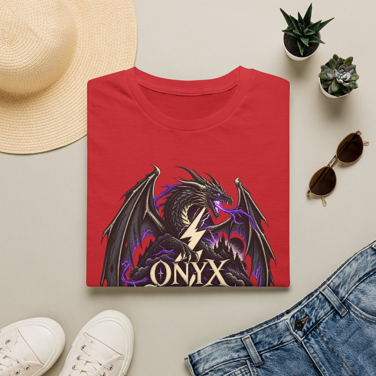 Onyx Storm Dragon T-Shirt | Book Inspired Gothic Lightning Fantasy Tee