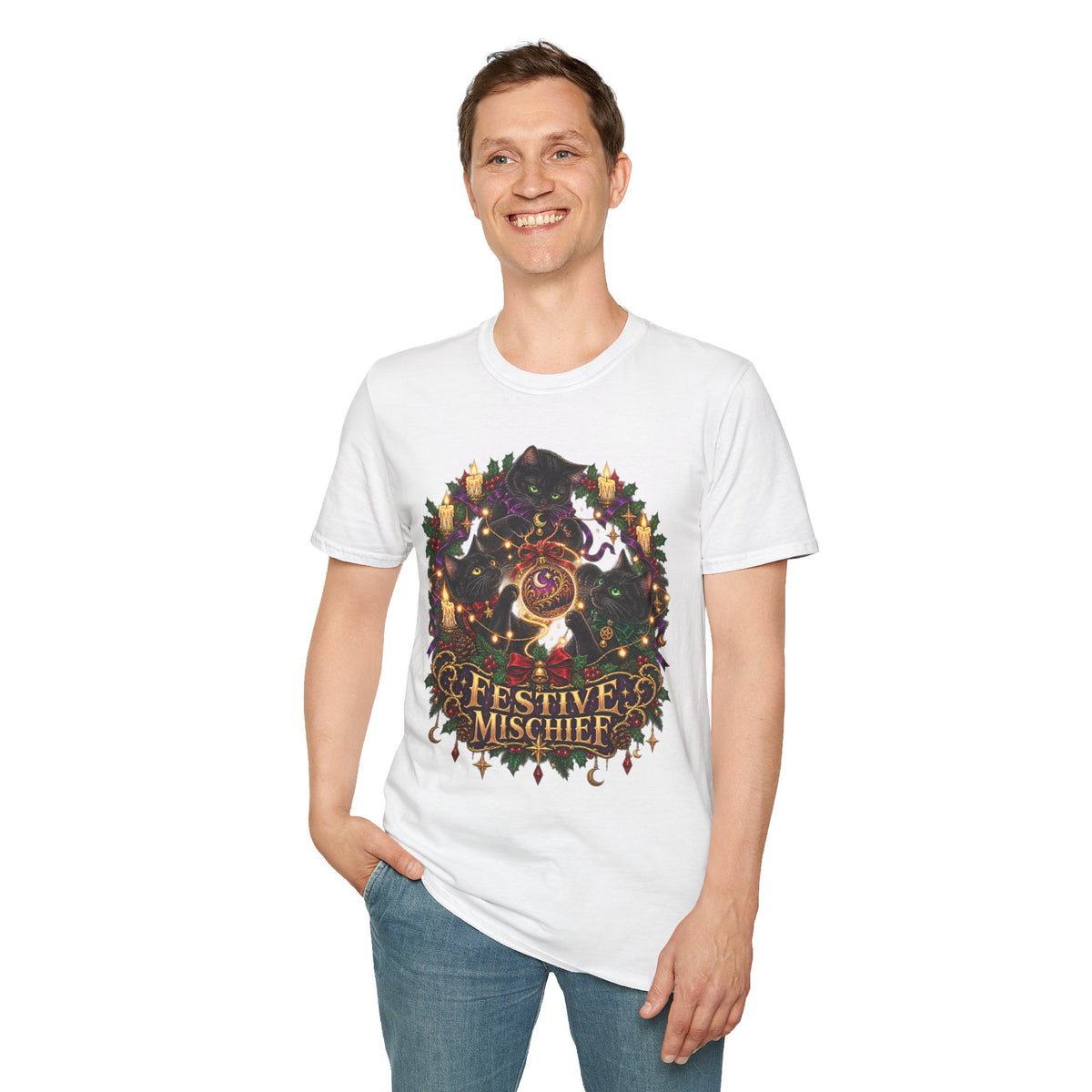 Festive Mischief | Cat Lover Christmas Holiday T-Shirt