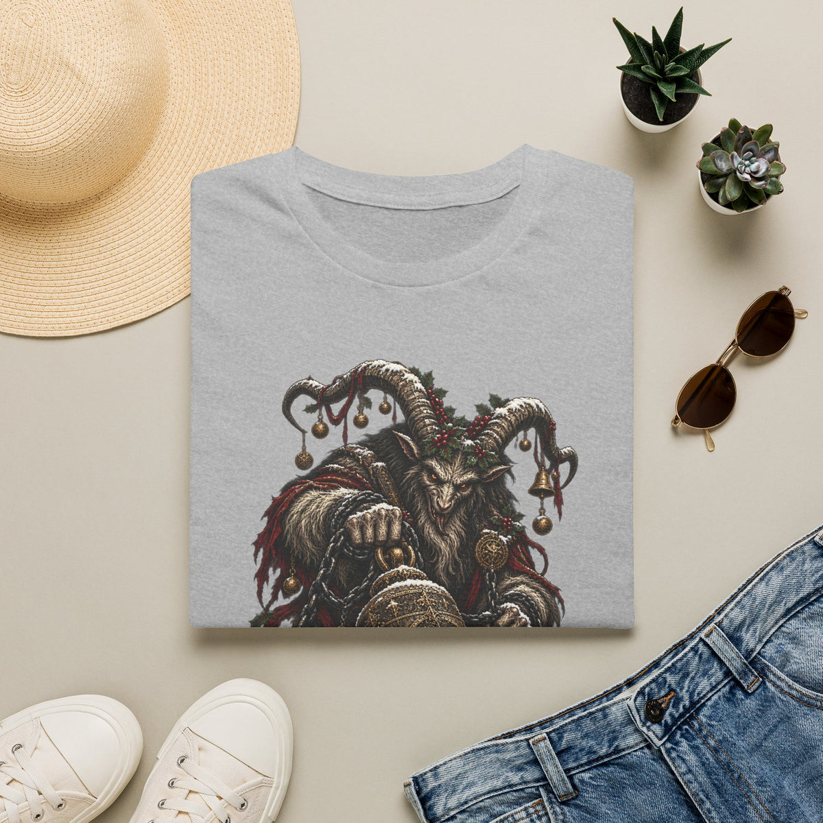 Krampus with Bell | Dark Christmas Demon T-Shirt