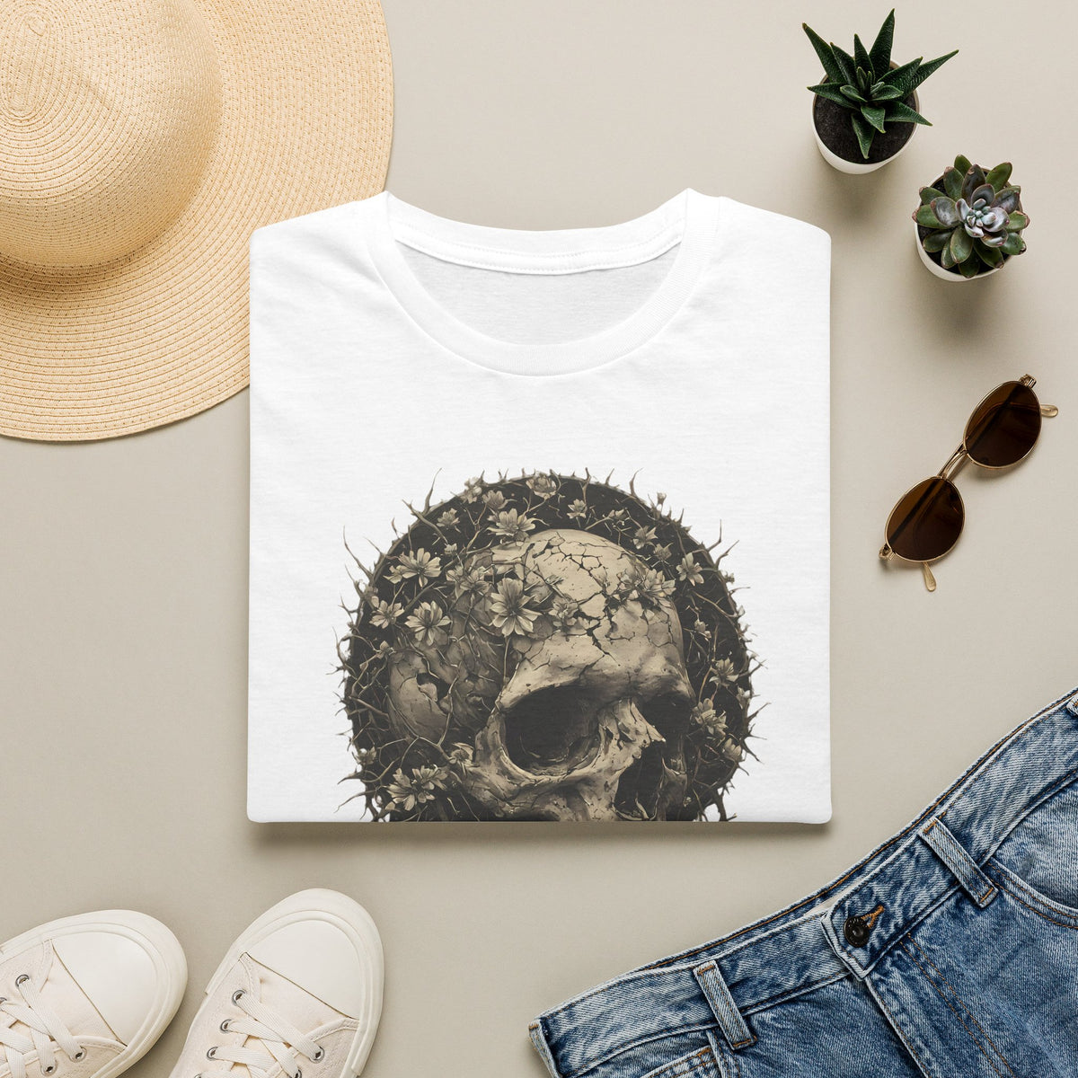 Floral Skull Graphic T-Shirt
