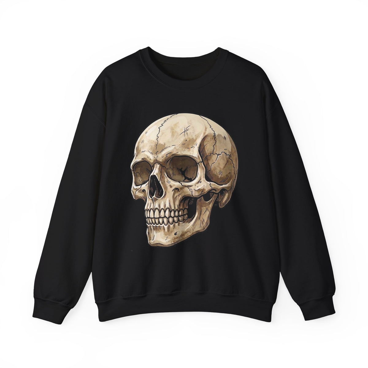 Skull Art Crewneck Sweatshirt — Vintage Anatomical Skull Graphic