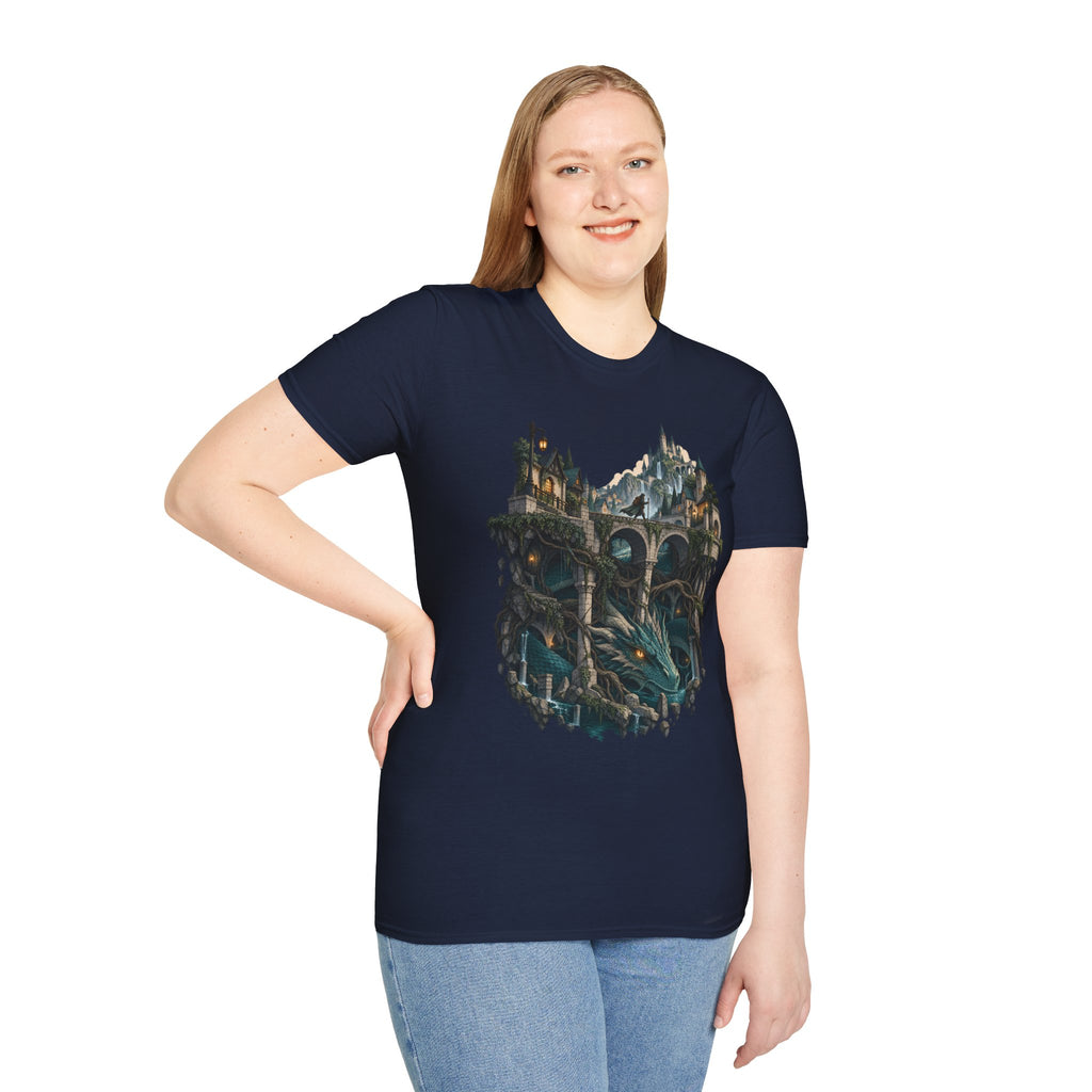 Quests and Adventures | Japanese Style | Anime Fantasy Dragon Castle T Shirt