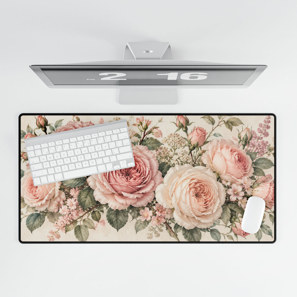 Romantic Blush Pink Rose Garden Botanical Art - Pastel Floral Design
