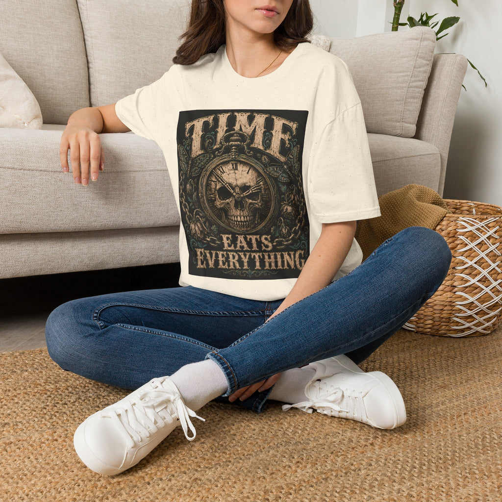 TIME Eats Everything T-Shirt — Vintage Clock & Skull Graphic Tee