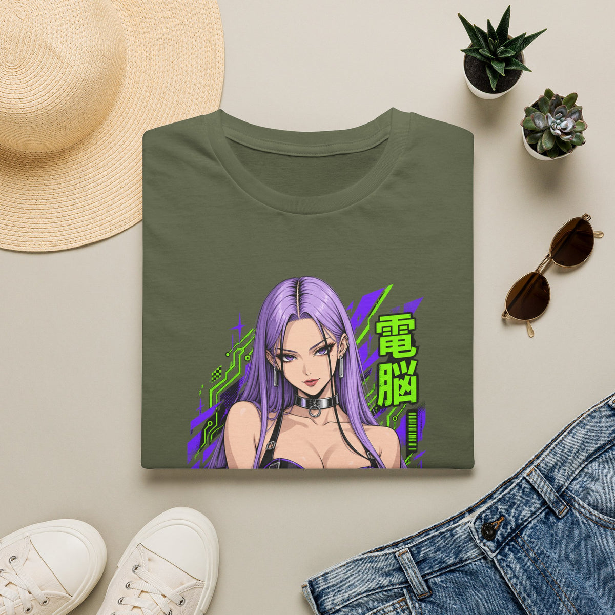 Violet | Anime Cyber Sexy Pin Up Girl T-Shirt