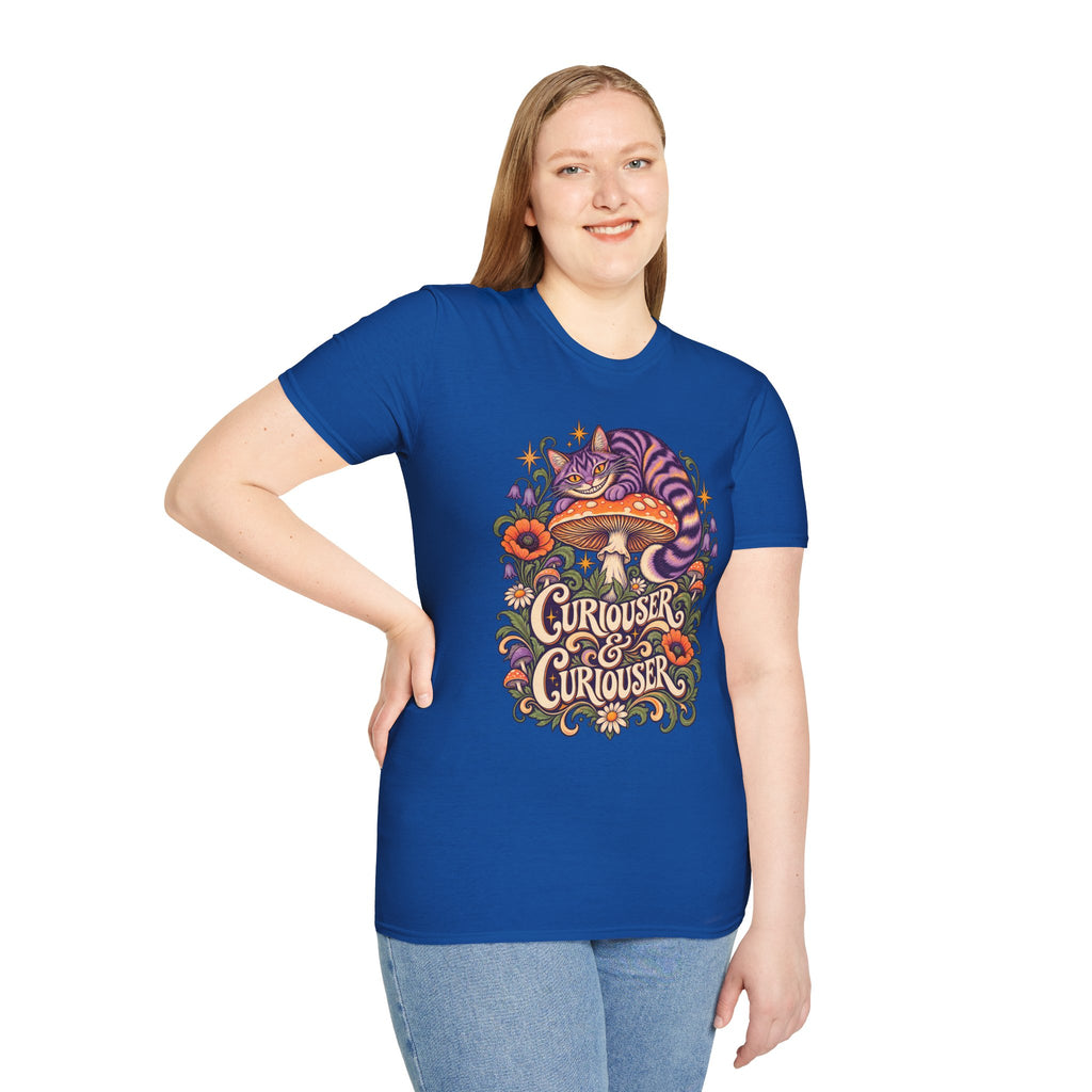 Cheshire Cat | Curiouser & Curiouser | Whimsical Mushroom Design Graphic Shirt