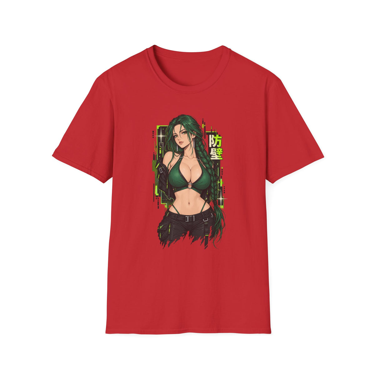 Jade | Anime Green-Haired Sexy Pin Up Girl Warrior Graphic Shirt