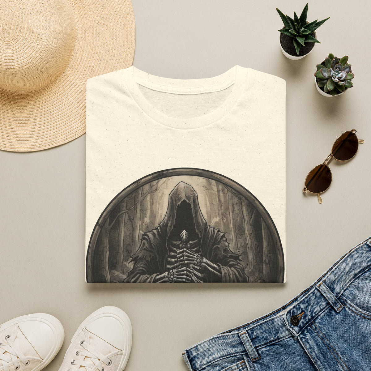 Grim Reaper Hooded Knight T-Shirt — Dark Fantasy Gothic Tee