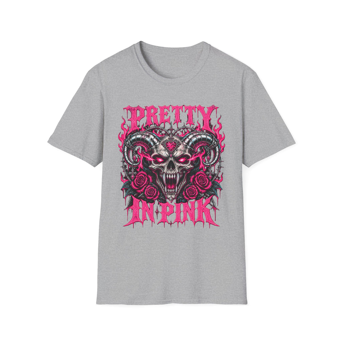 Pretty in Pink Skull | Gothic Rose Graphic Tee