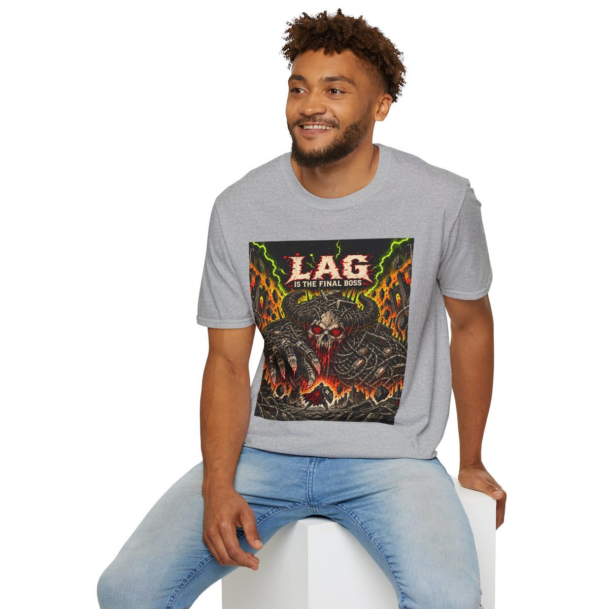 T-Shirt — "LAG Is The Final Boss" Retro Skull Gaming Tee