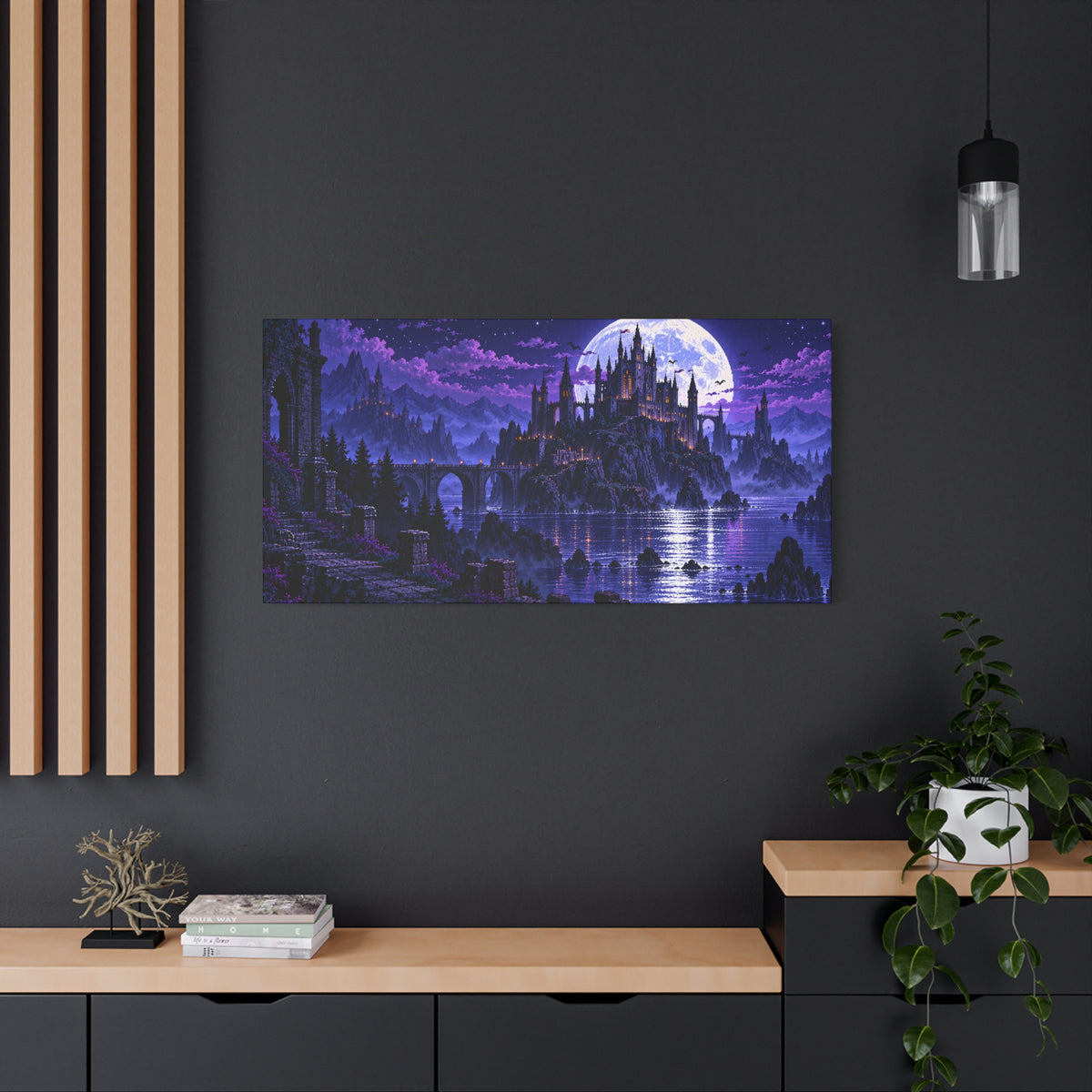 Gothic Castle Moonlight Fantasy Canvas Wall Art