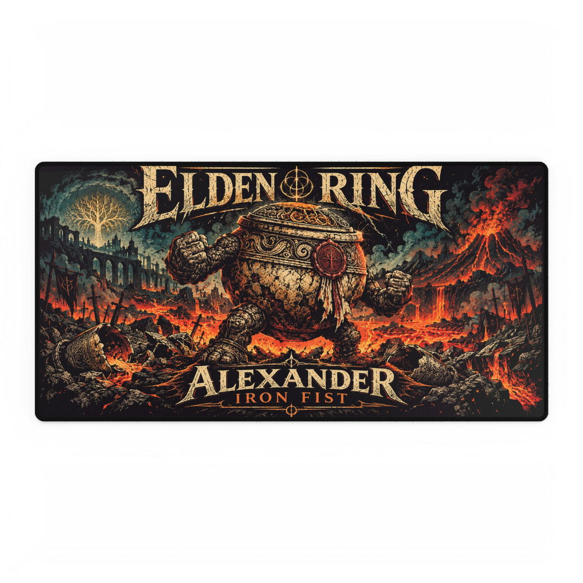 Elden Ring | Alexander Iron Fist | Gaming Desk Mat | Large Mousepad with Boss Artwork