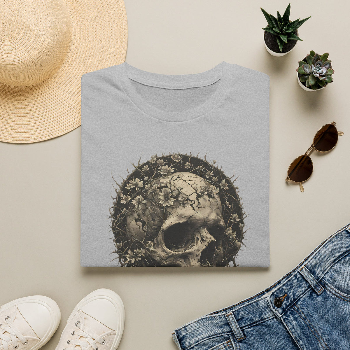 Floral Skull Graphic T-Shirt