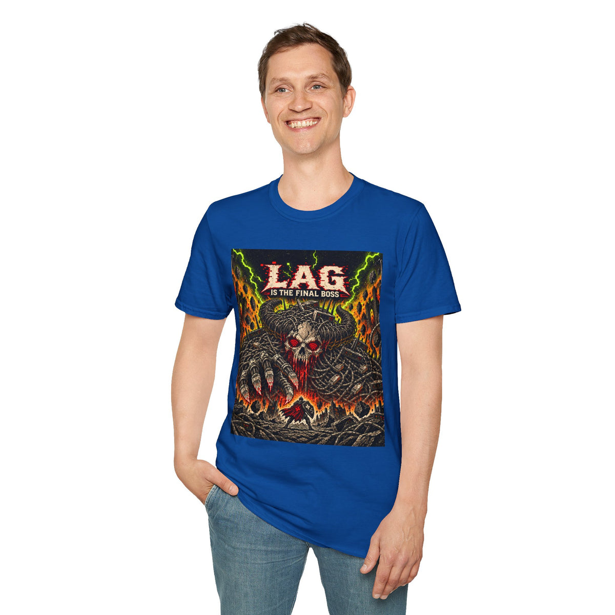 T-Shirt — "LAG Is The Final Boss" Retro Skull Gaming Tee