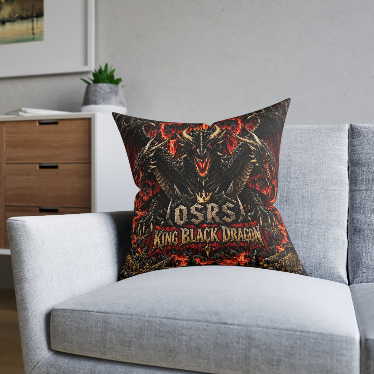 King Black Dragon OSRS RuneScape Cushion | Decorative Sofa Pillow